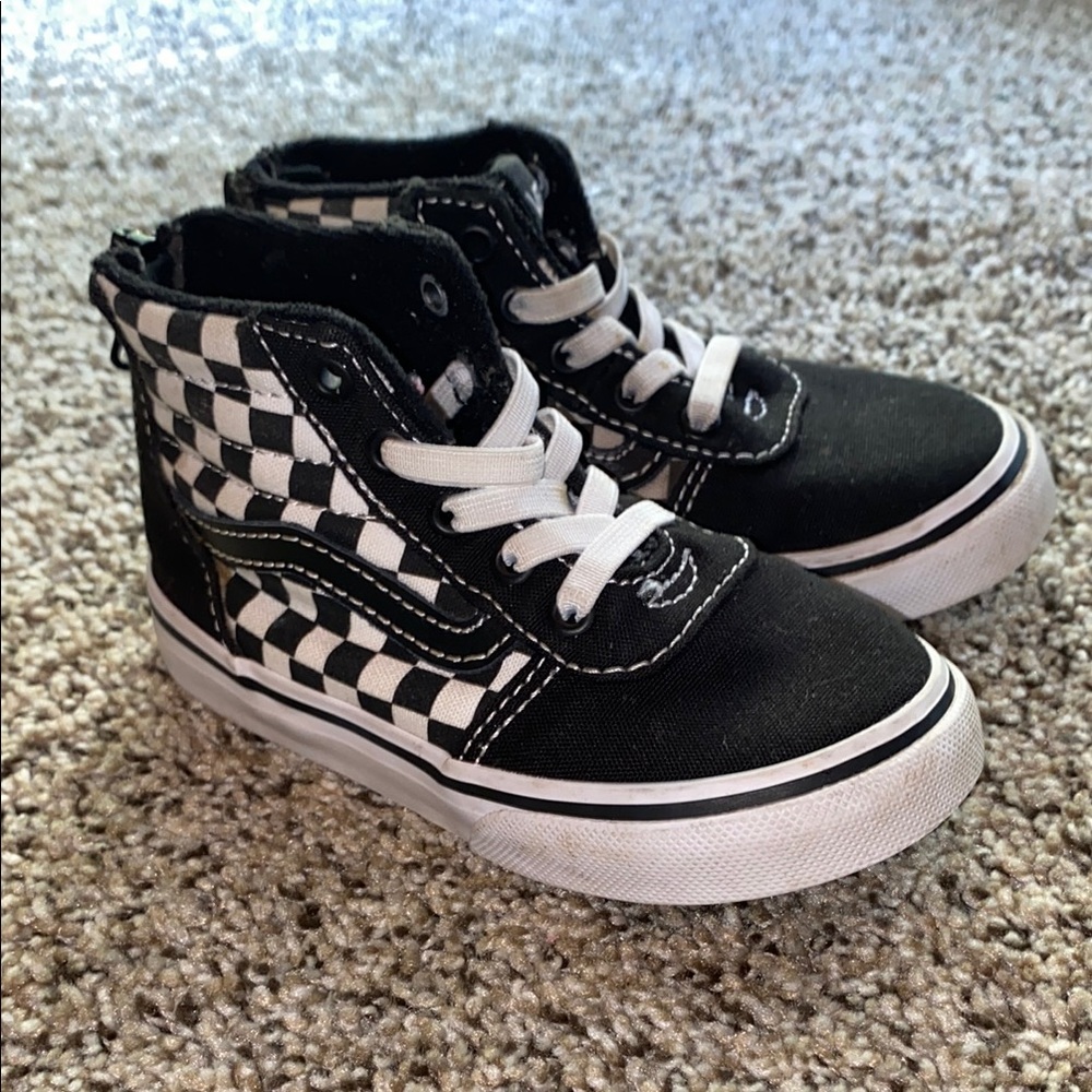 Vans Black and White Checkered High-Top Sneakers